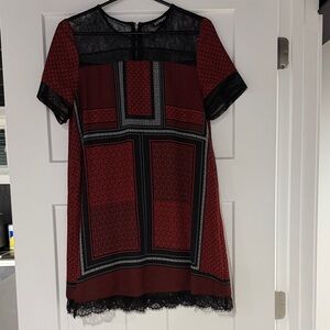 Express Red and Black Patterned Mini Dress